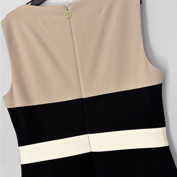 Tommy Hilfiger | Color block White Tan Black Tri-Tone Sleeveless Career Dress 10 - Picture 14 of 16
